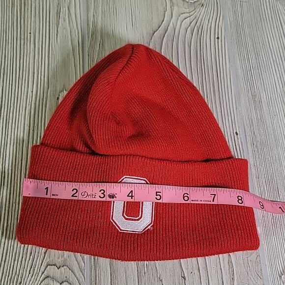 Nike Ohio State Buckeyes Red Logo Block O Cuffed Knit Winter Hat Beanie Cap - Picture 5 of 6